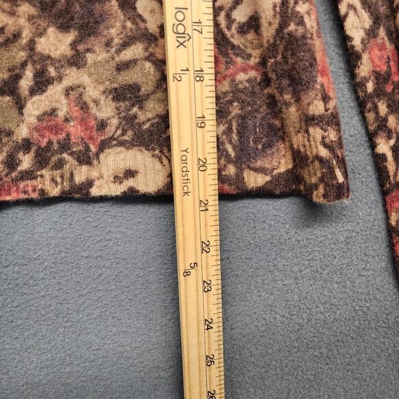 Sarah Spencer Sweater Womens Large Brown Pink Floral Angora Wool Cardigan Roses - Picture 6 of 14